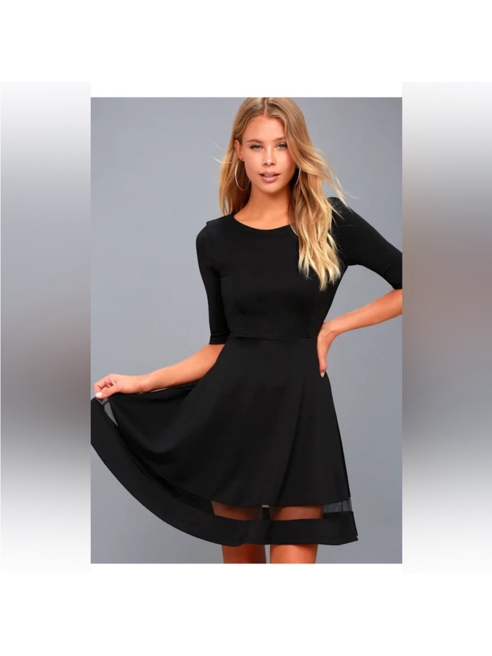 Lulus Sheer Factor Black Mesh Skater Dress
